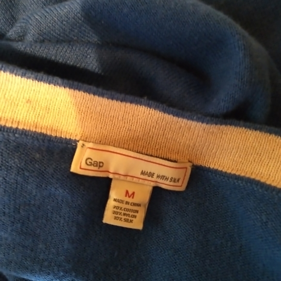 Gap Royal Blue Cotton/Nylon/Silk V Neck Cardigan Size Medium - Picture 4 of 4